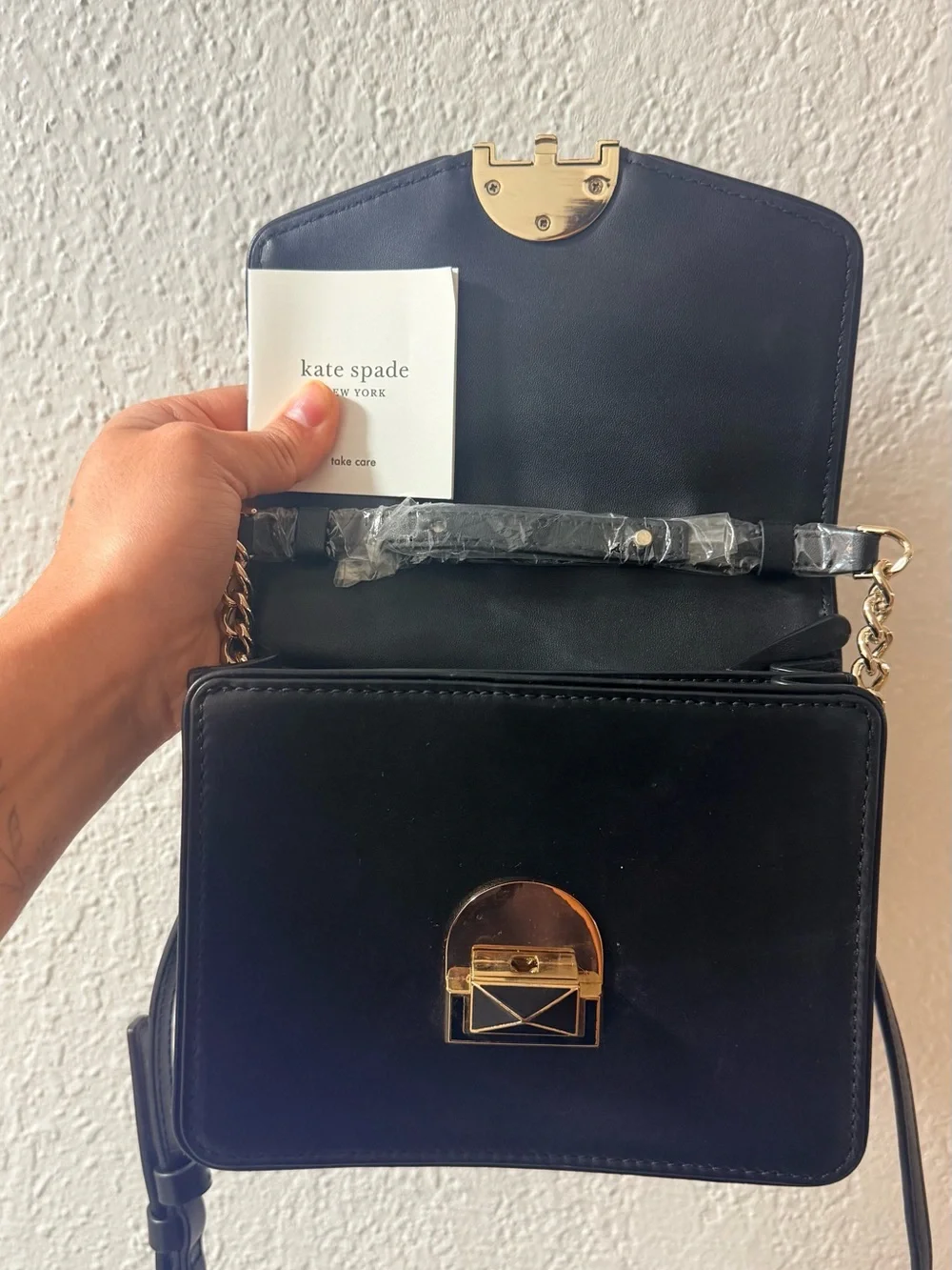 kate spade Leopard-Print Top Handle Satchel in Black and Gold-Tone